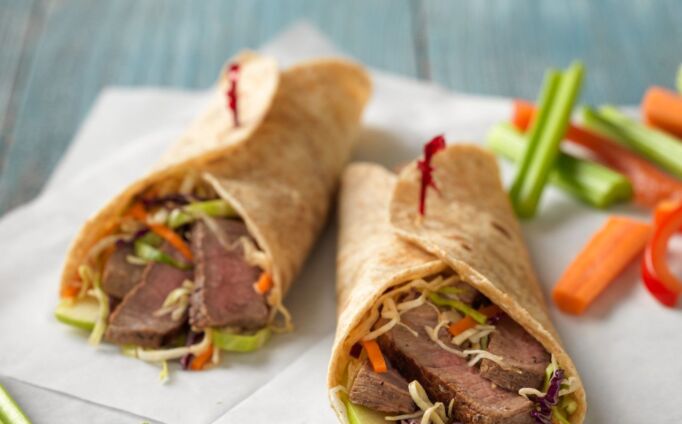 Mu Shu Steak & Apple Wraps